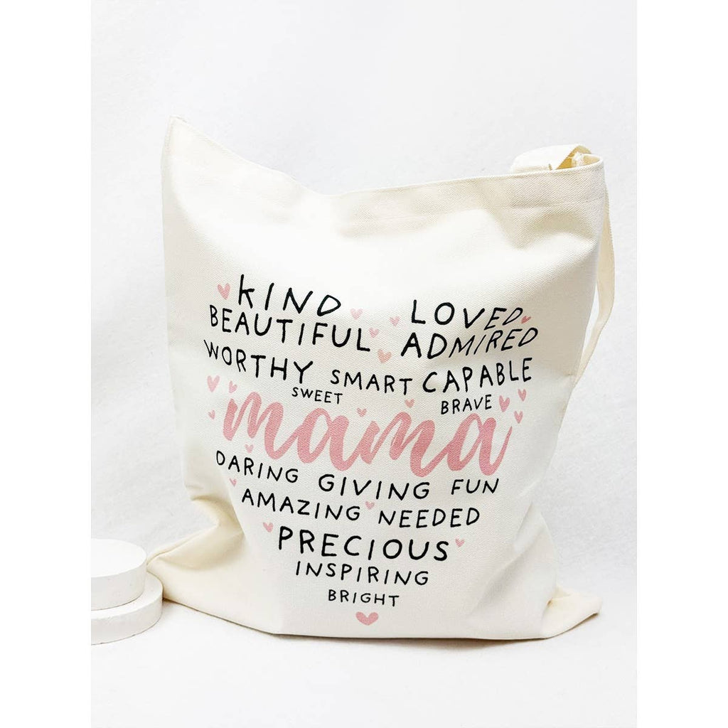 Heart Shape Mama Theme Graphic Cotton Bags