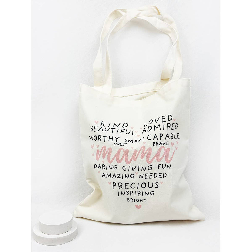 Heart Shape Mama Theme Graphic Cotton Bags