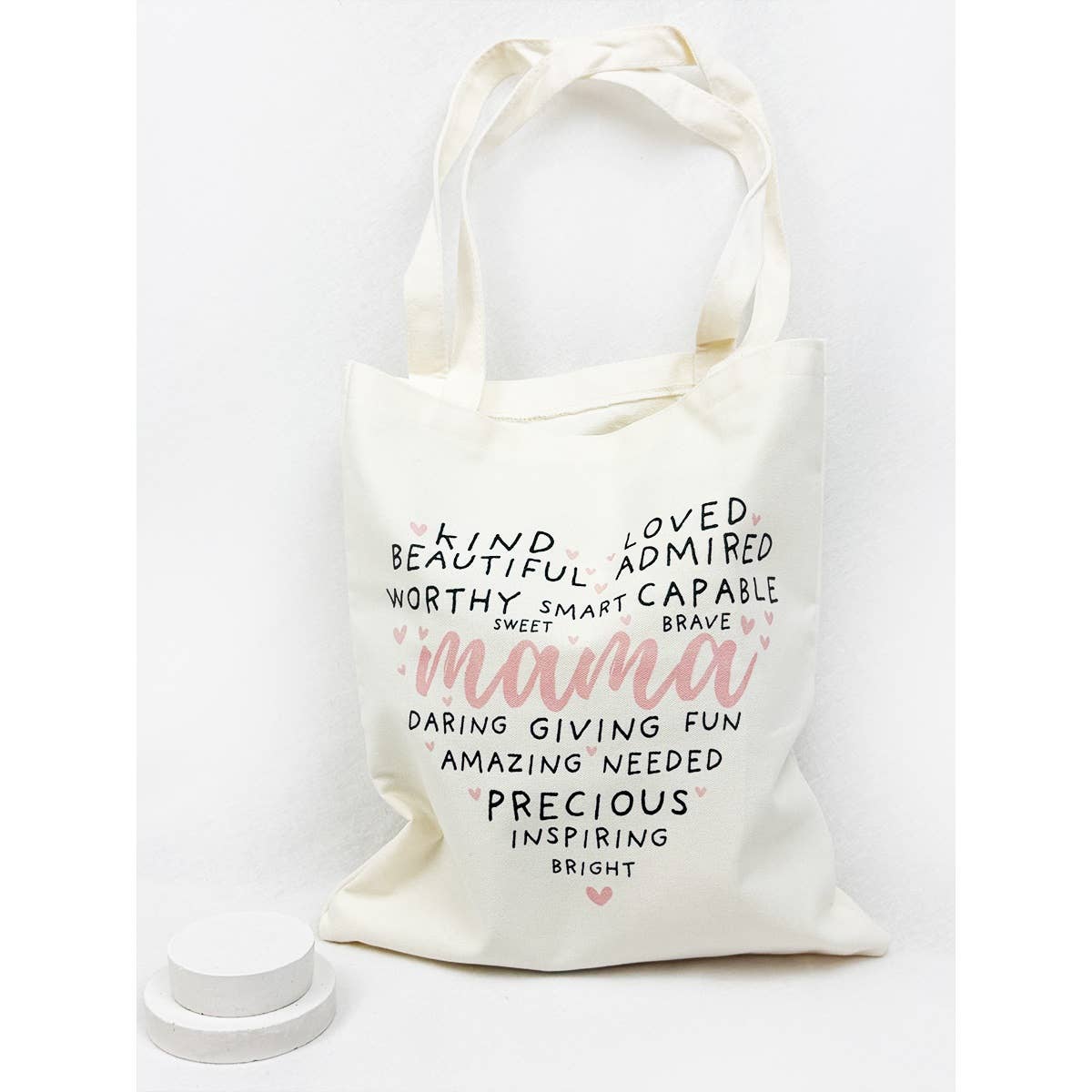 Heart Shape Mama Theme Graphic Cotton Bags