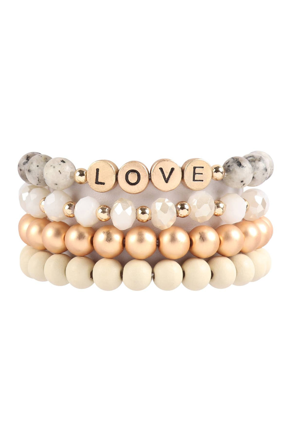 LOVE CHARM MULTILINE BEADED BRACELET