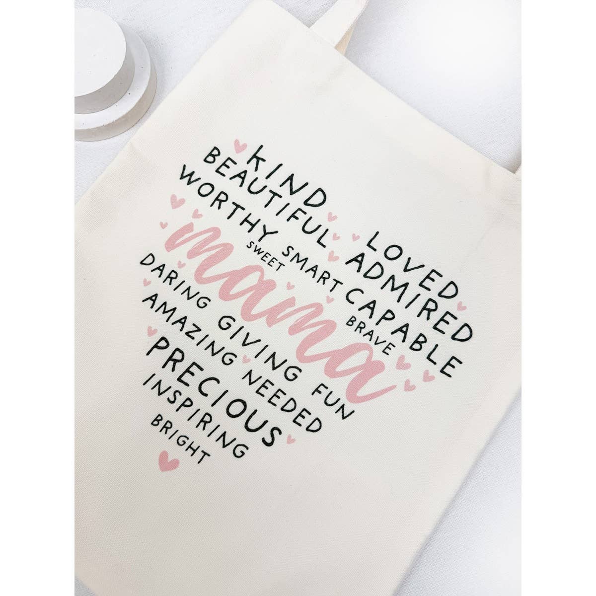 Heart Shape Mama Theme Graphic Cotton Bags