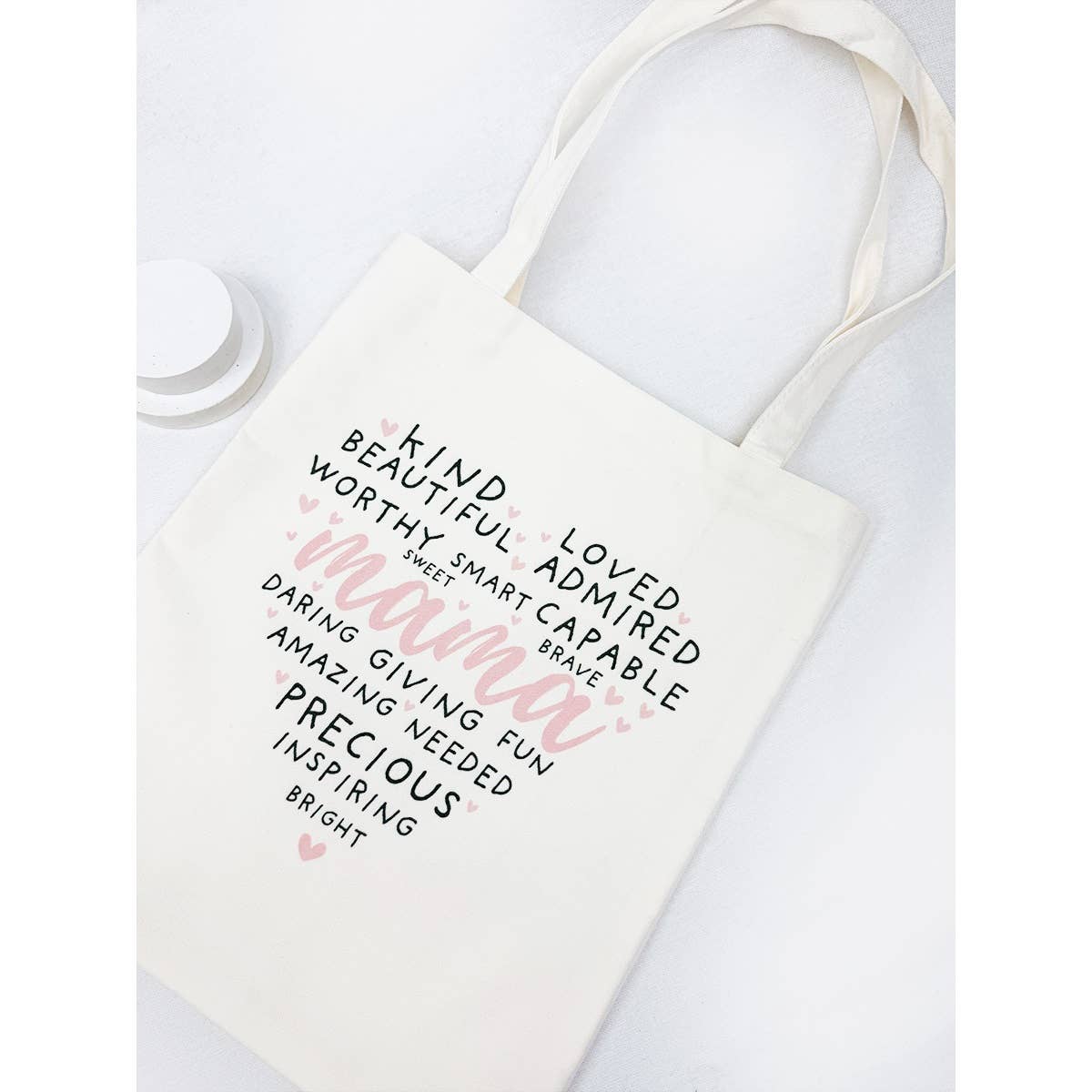 Heart Shape Mama Theme Graphic Cotton Bags