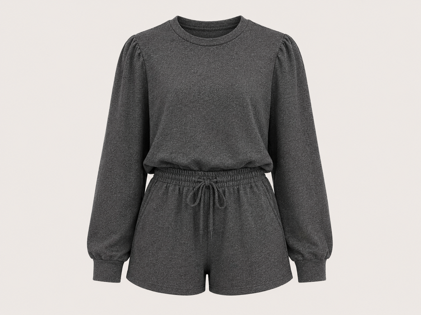 Balloon Sleeve Two-Piece Short Set