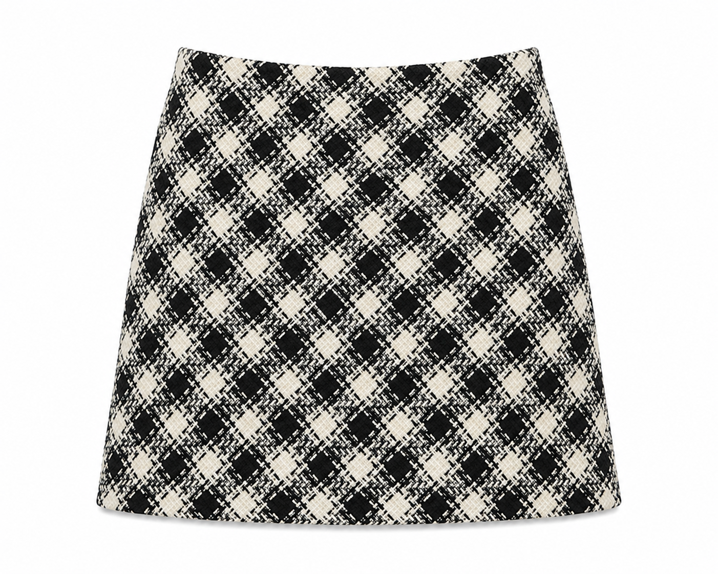 Black and White Plaid Mini Skirt