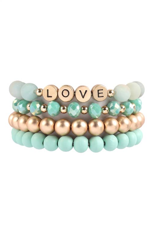 LOVE CHARM MULTILINE BEADED BRACELET