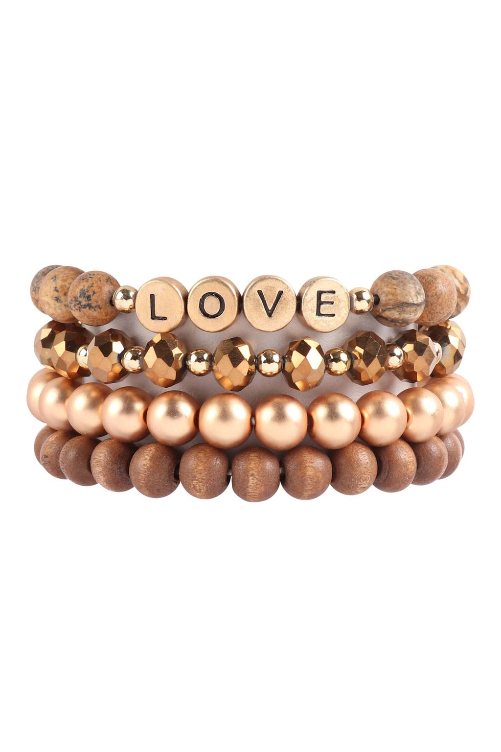 LOVE CHARM MULTILINE BEADED BRACELET