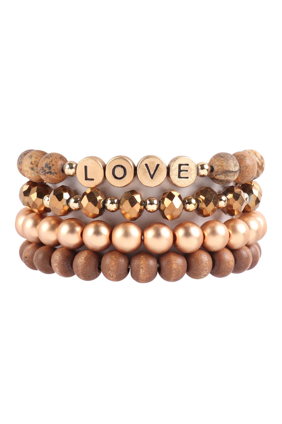 LOVE CHARM MULTILINE BEADED BRACELET